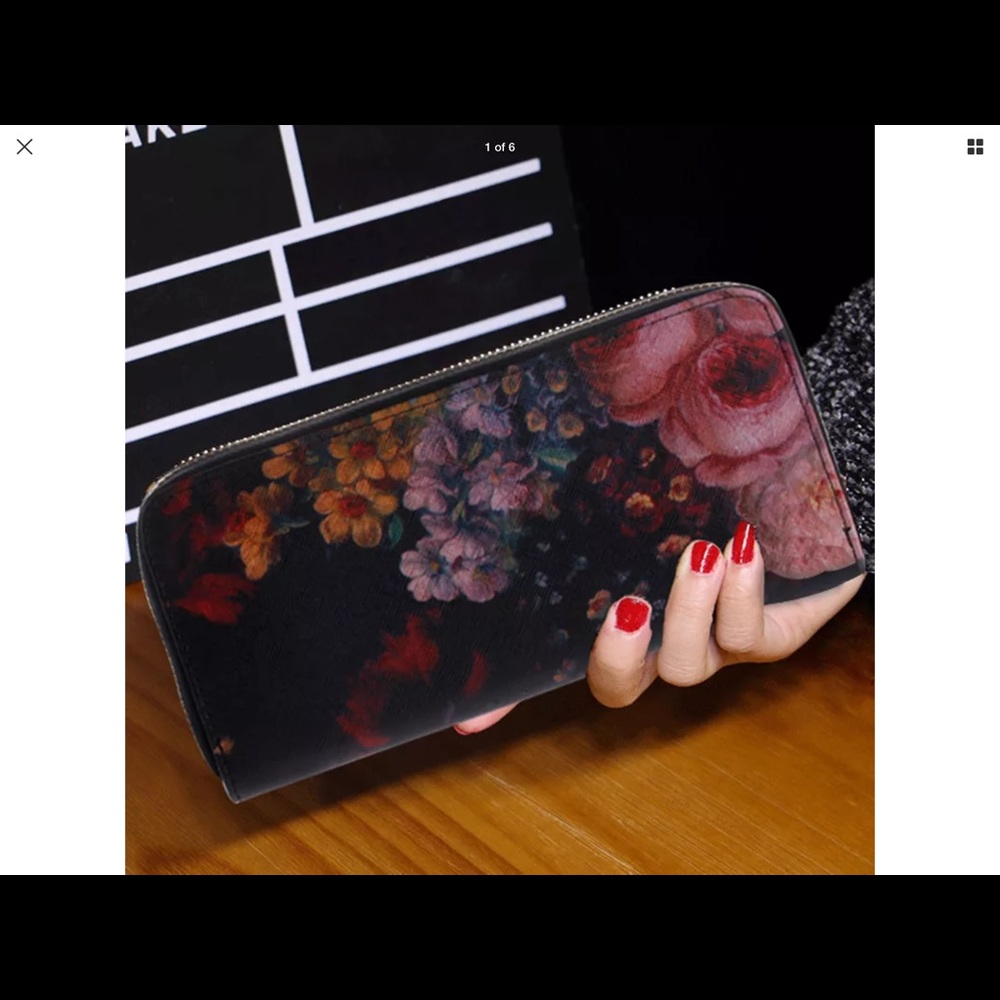 Gorgeous Floral Black Wallet - Picture 2 of 8